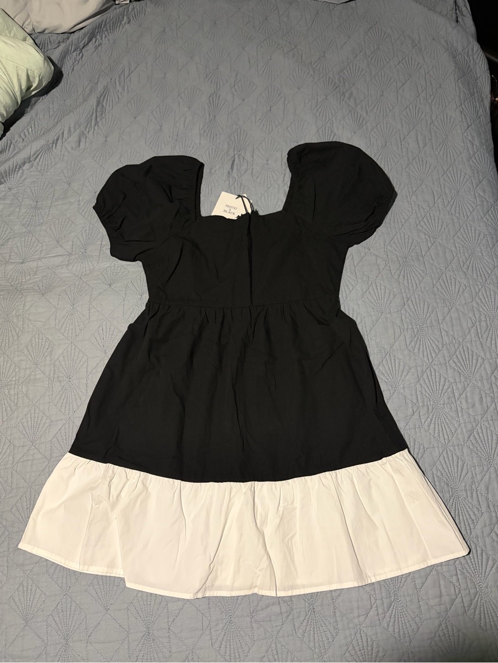Very J Black Dress with White Ruffle Hem